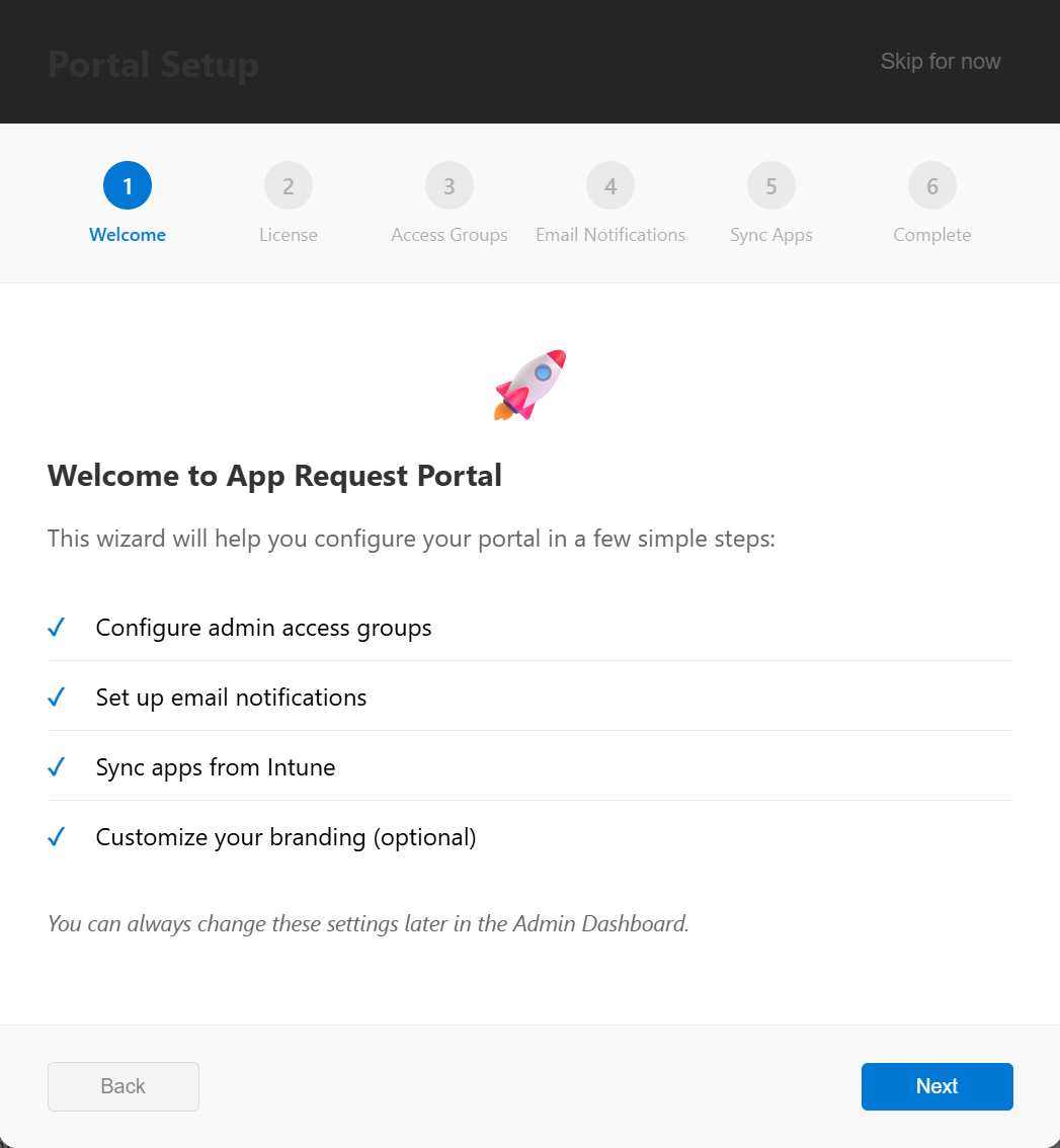 Setup Wizard welcome screen