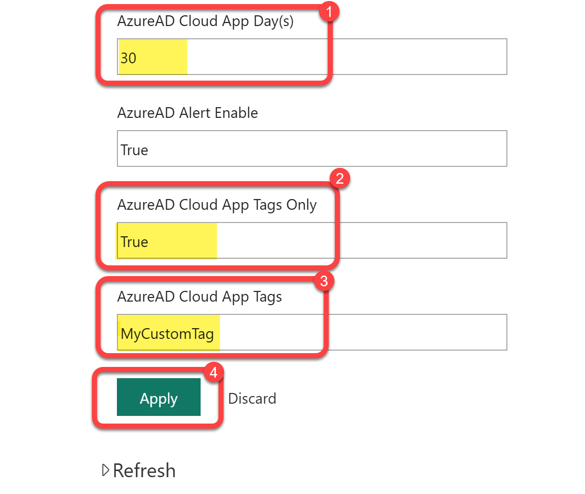 Set the Cloud App tag parameters and select Apply