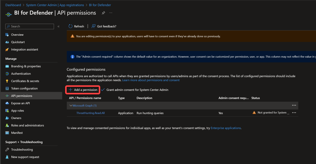 defender add more permissions