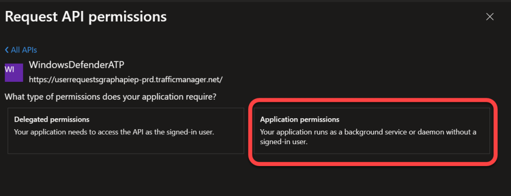 windows defender atp app permissions