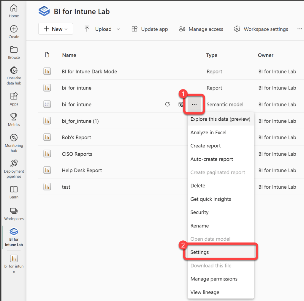 intune model settings