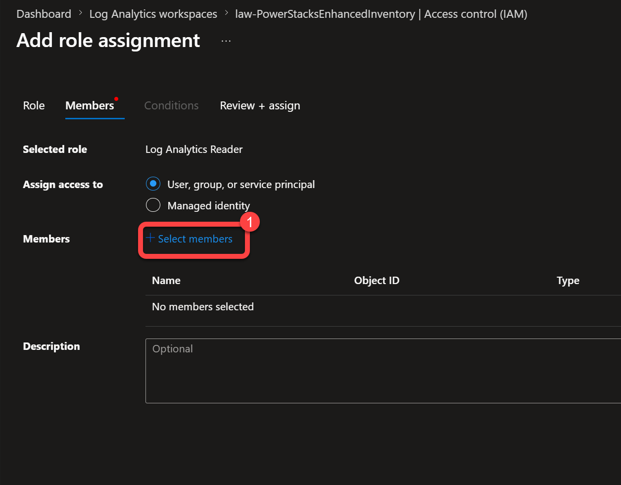 Members tab with Select members