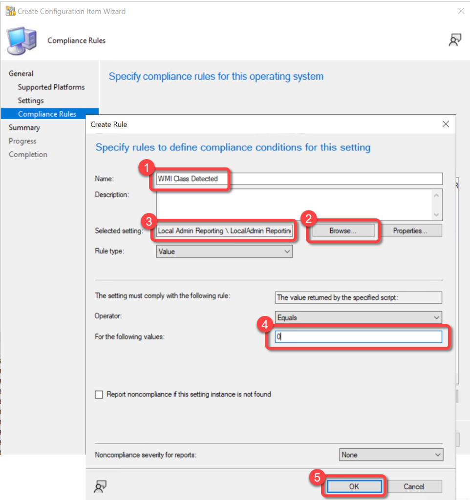 SCCM Create Config Item Compliance Rule