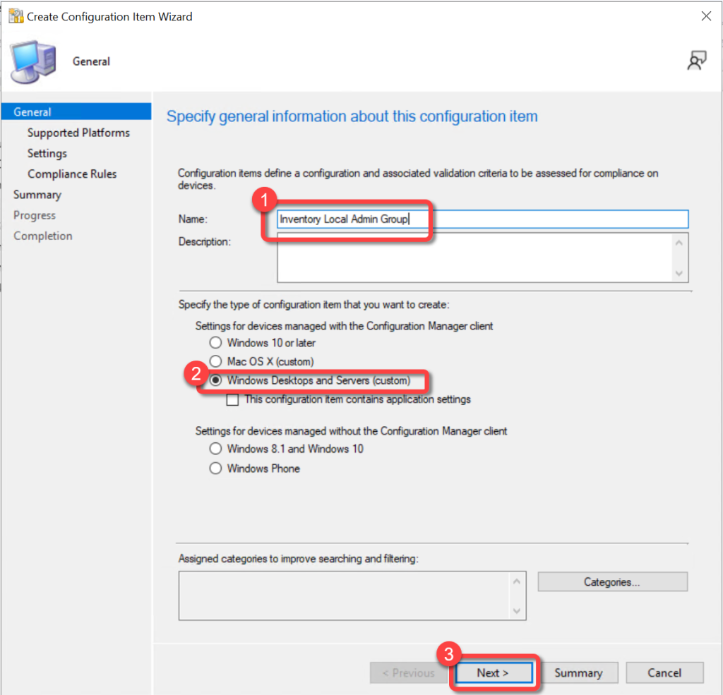 SCCM Create Config Item Name
