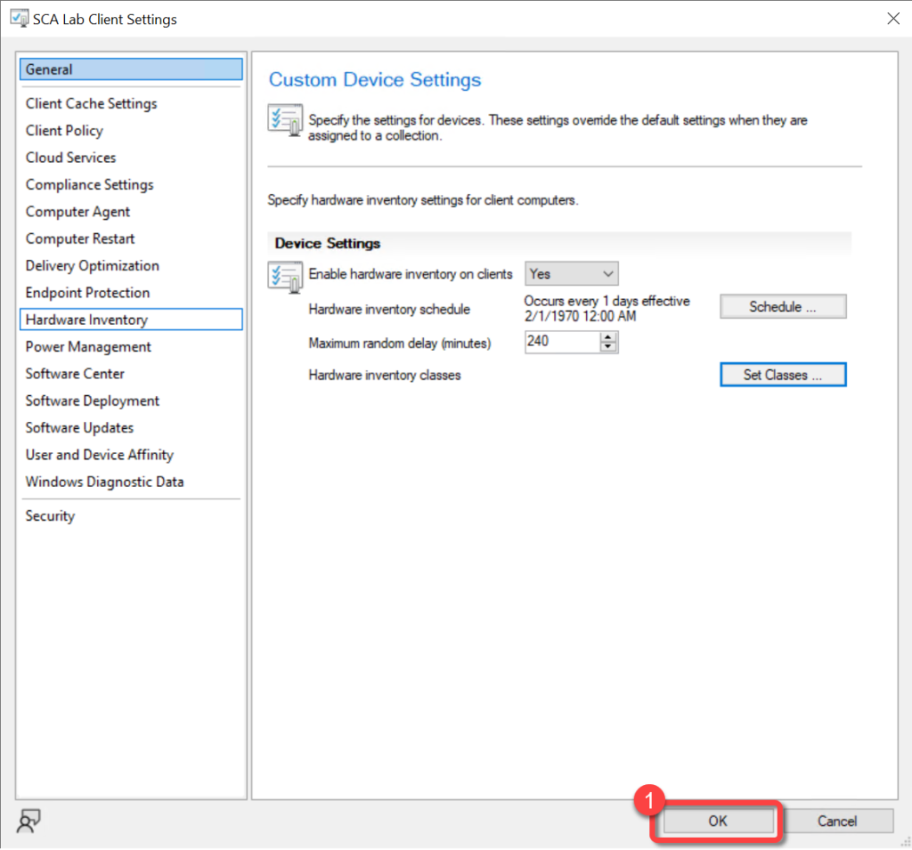 Confirming the client settings