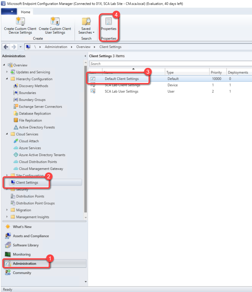 SCCM Default Client Settings