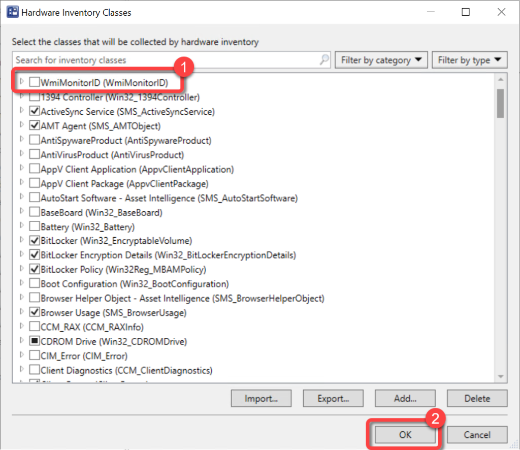 SCCM Default Client Settings Deselect Monitor Class