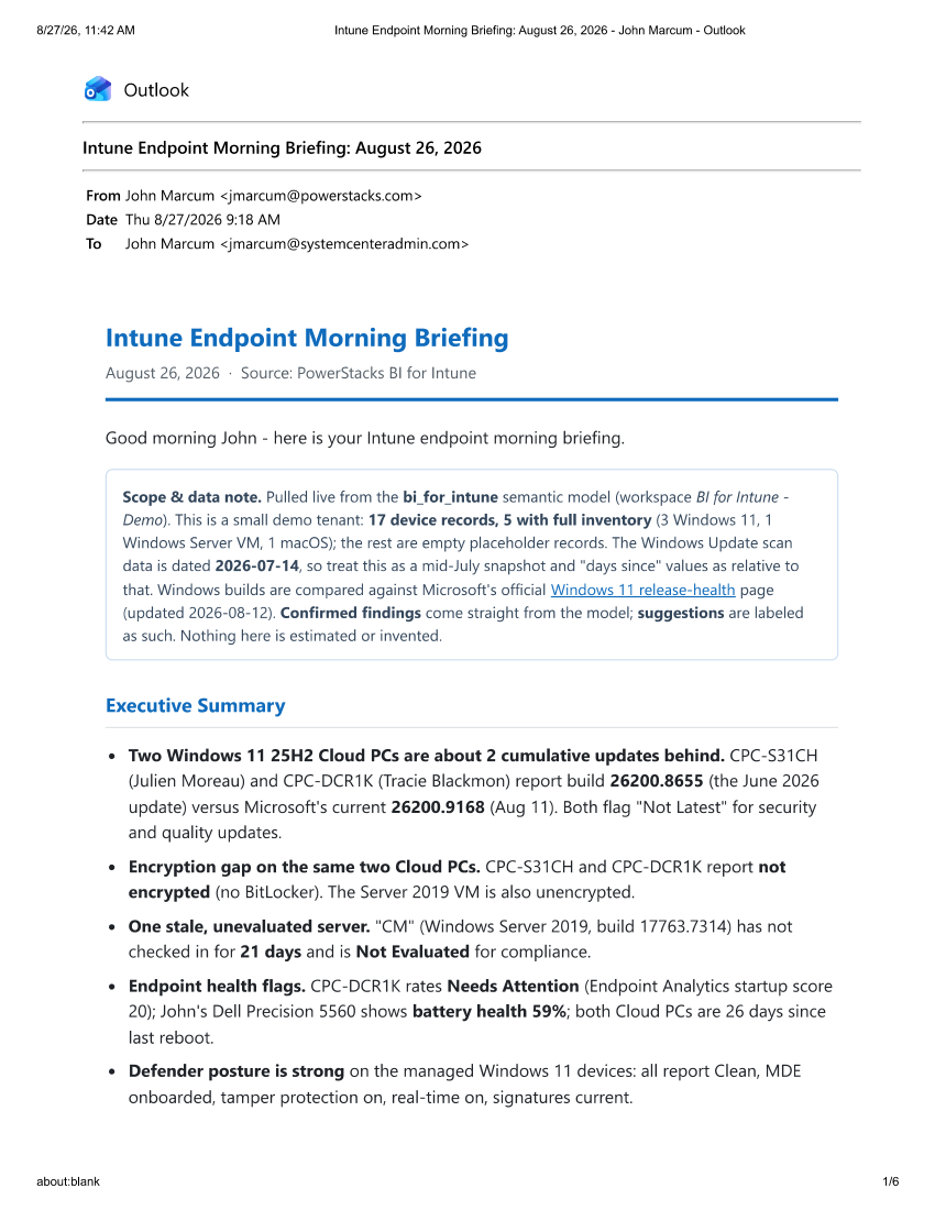 Morning briefing produced by Claude