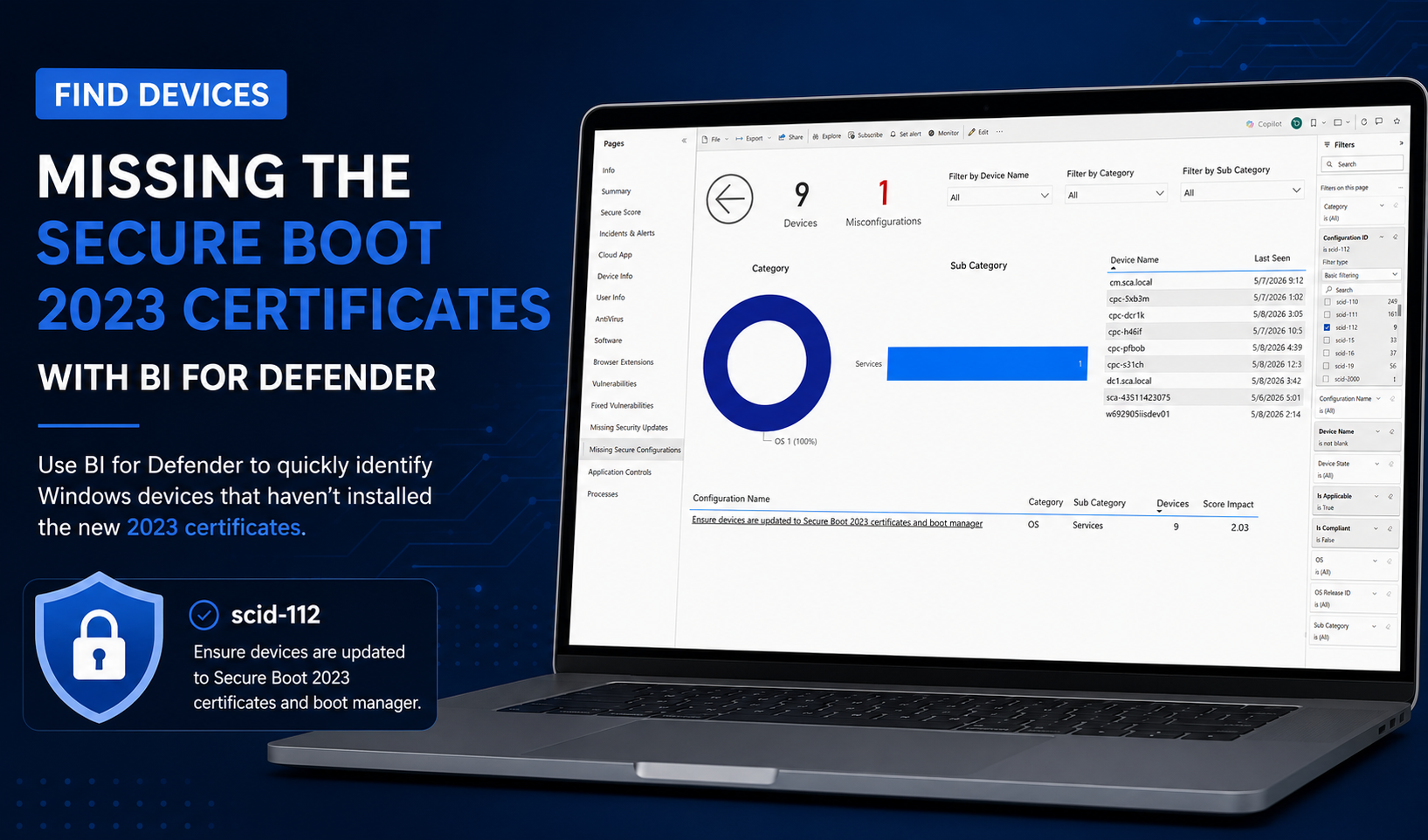 Find Devices Missing the Secure Boot 2023 Certificates with BI for Defender