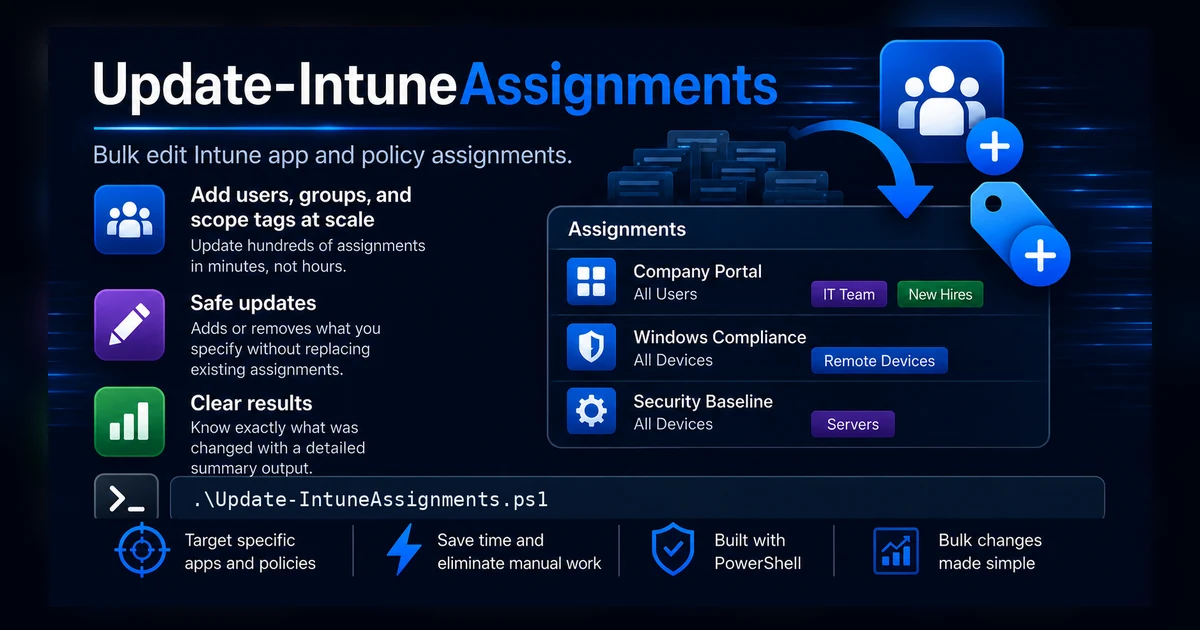 Update-IntuneAssignments: Bulk Editing Intune Assignments and Scope Tags