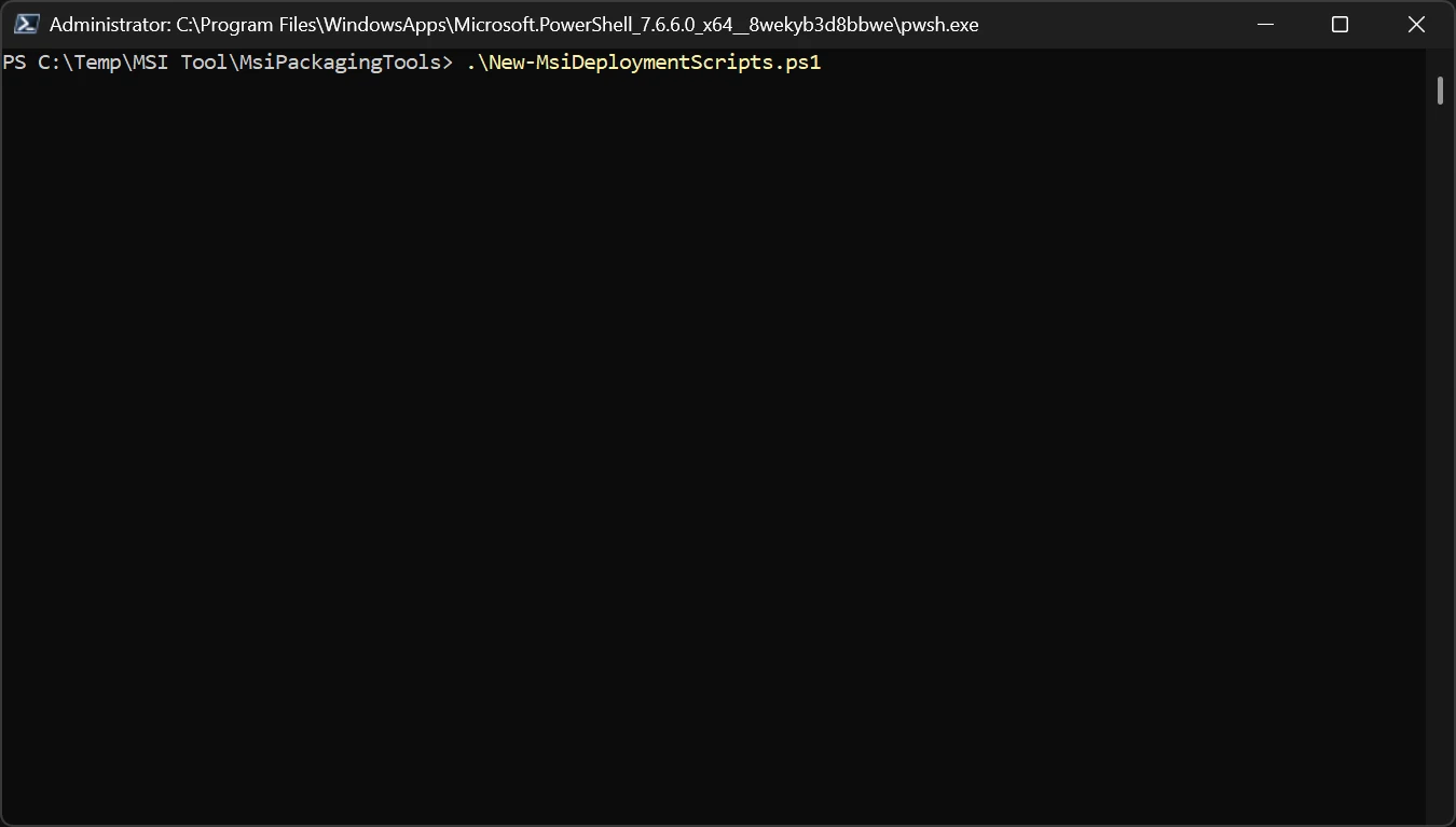 Running New-MsiDeploymentScripts.ps1 from an elevated PowerShell prompt